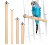 POPETPOP 4pcs Wooden Parrot Perches Set for Bird Cages, Thick Natural Wood Stands with 12cm, 15cm, 20cm, 25cm Sizes, Suitable for Parakeets, Cockatiels and Indoor Parrots, Bird Cage