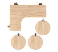 POPETPOP 4pcs Wooden Platform for Hamster and Chinchilla, Natural Wood Material with Khaki Finish, Designed for Resting and Developing Balance Skills in Small Pets