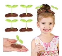 POPETPOP 4pcs Woven Bean Sprout Hair Clips for Handmade Knit Decorative Tiny Hair Accessories Unique Grass Sprout Design for Birthday Party Stage and Everyday Use
