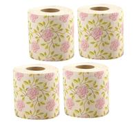 POPETPOP 4rolls Rose Patterned Toilet Paper Decorative Bath Tissue Novelty Flower Design Bathroom Accessory for Holiday Season