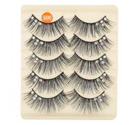 POPETPOP 5 Pairs Black and Blue Angel Fake with Rhinestones, Dense Curled Hard Stem False for Latin Dance Stage Makeup, Eye- False for Women