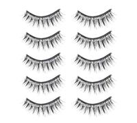 POPETPOP 5 Pairs Black Artificial Fiber Glitter False Eyelashes for Women, Not Easy to Deform Eye Makeup Lash Decoration, for Party and Daily Wear