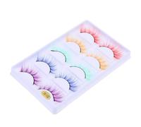 POPETPOP 5 Pairs D False Lashes, Makeup Eyelashes, Fiber Eyelashes, Colourful Mixed Pack, for Halloween Parties and Photo Shoots