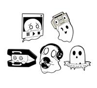 POPETPOP 5 Pcs Cartoon Ghost Pattern Alloy Brooches, Cute Lapel Pins for Clothing Accessories, Delicate Workmanship, for Daily Use and Banquets