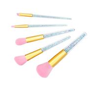 POPETPOP 5 Pcs Makeup Brush Set for Women, Liquid Foundation, Powder and Brow Brushes, Safe for Washing, No Shedding Bristles, Artificial Fibre, Blue Handle