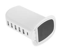 POPETPOP 5-Port USB Charging Station with Extension Cord Multi Charger Hub with LED Indicator and UK Plug for Phones Tablets Laptops