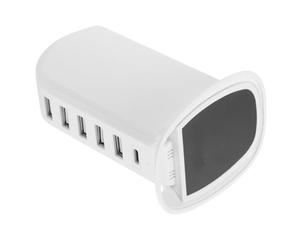 POPETPOP 5-Port USB Charging Station with Extension Cord Multi Charger Hub with LED Indicator and UK Plug for Phones Tablets Laptops