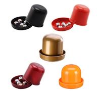 POPETPOP 5 Sets Thick Abs Dice Cups with Cover and 5 Dices Black Red Orange Golden for Ktv Funny Game Broken Resistance Dice Box