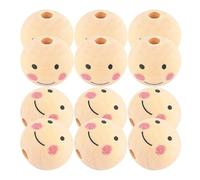 POPETPOP 50pcs 20mm Smile Face Wooden Beads Round Loose Beads for Jewelry Making DIY Crafts Bracelet Necklace Supplies