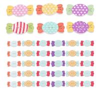 POPETPOP 50pcs Candy Shaped Wood Buttons DIY Sewing Accessories, Novelty Coat and Crochet Buttons for Crafts and Garments