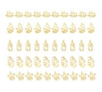 POPETPOP 50pcs DIY Pendant Frame Kit for Jewelry Making with Zinc Alloy Golden Metal Hollow Design, High Temperature Resistant and Safe to Use, for Adults and Craft Supplies Random Color