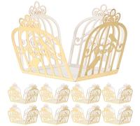 POPETPOP 50pcs Golden Paper Candy Boxes for Wedding Party Favors, Chocolate Packaging Tray and Biscuit Wrapping, Elegant Hollow out Design for Petit Four and Sweets