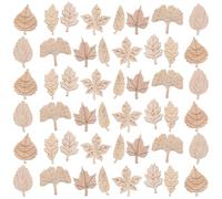 POPETPOP 50pcs Maple Leaf Wood Chips for Scrapbooking DIY, Vintage Autumn Leaves Decoration, Delicate Wood Embellishments for Journals, Albums, and Crafting Supplies