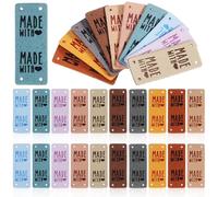 POPETPOP 50pcs Pu Leather Tags for Handmade Items, Easy to Use Craft Labels with Wide Application, for New Beginners and Craftsmen in Sewing, Knitting, and Leathercraft Projects