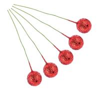 POPETPOP 50pcs Red Christmas Berry Decorations DIY Simulation Foam Glitter Berries 1.5cm Pack for Holiday Crafting and Photo Props