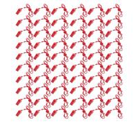 POPETPOP 50pcs Red Safety Whistles with Lanyard Loud Plastic Emergency Survival Whistles for Referee Sports Coaching Lifeguard Training Outdoor Hiking