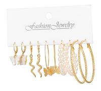 POPETPOP 5Pairs Vintage Earrings Women Butterflies Drop Earrings Pearl Jewelry Chic Accessories for Daily Wear and Special Occasions