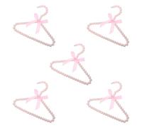 POPETPOP 5pcs 20cm Pink Pearl Beaded Hangers with Bow Ribbon and ’s Clothes, Decorative Plastic Coat and Pants Hangers for ’ Closet Storage