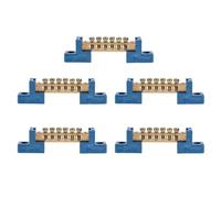 POPETPOP 5pcs 6 Positions Brass Terminal Block Bus Bar Copper Wire Screw Terminal for Electrical Distribution Box Grounding Bar