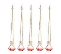 POPETPOP 5pcs 8ml Car Hanging Perfume Diffuser Bottles Set, Red Color Essential Oil Empty Aromatherapy Pendant for Vehicle Interior, Hanging Car Air Freshener Accessories Random Color