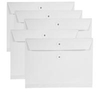 POPETPOP 5pcs A4 Waterproof Document Holder File Bags with String Button Design, Kraft Paper Office File Folders for School and Office, Practical Paper Document Organizers, 34x25x4cm White