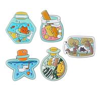 POPETPOP 5pcs Adorable Cat Brooch Pins in Cartoon Drift Bottle Design, Alloy Material, Jewelry for Women at Parties and Ceremonies