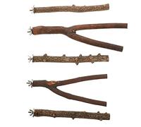POPETPOP 5pcs Bird Branches Perch Natural Wooden Fork Parrot Cage Stands Toys Bird Perch Branch Stand Rod Paw Grinding Stick for Cockatiels Conure Lovebirds Hamster Rat