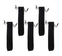 POPETPOP 5pcs Black Lint Drawstring Pencil Bags Pen Pouches for Pen Storage and Protection Organiser Suitable for Children 3x16cm Flannelette