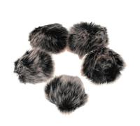 POPETPOP 5pcs Black Mini Microphone Windscreen Covers with Imitation Rabbit, Portable Noise Reduction Wind Muff for Outdoor Recording and Interviews