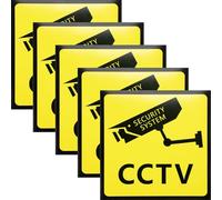 POPETPOP 5pcs Cctv Security Warning Stickers 10x10cm, Video Surveillance Signs for Outdoor Use, No Trespassing Private Property Safety Labels, 24-hour Monitored Cctv Warning