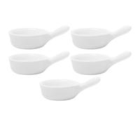 POPETPOP 5pcs Ceramic Dip Bowls 50ml Set with Handheld Grip for Ketchup | White Plain Finish, Quick Cleanup Serving, Home and Bento Lunch Use, Olive Oil and Sauce Dishes