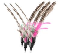 POPETPOP 5pcs Feather Cat Replacement Heads with Vivid Head Design for Interactive Cat Teaser Wand and Engaging Play Sessions Random Color