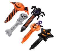 POPETPOP 5pcs Halloween Foil Balloon with Handheld Sticks Festival Aluminum Film Balloons Featuring Pumpkin Spider Bat Skull and for Haunted House Party Decoration