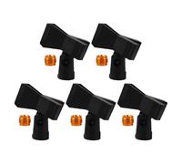 POPETPOP 5pcs Microphone Clip Adjustable Mic Clip Holder 5/8' Thread Plastic Copper Construction Supports Handheld Microphones Instant Setup for Event Recording Environment Black