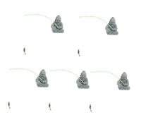 POPETPOP 5pcs Miniature Fisherman Statue for Fish Tanks Serene Aquarium Decoration Traditional Chinese Fisherman Figurine Table Ornament for Indoor and Outdoor Spaces Grey Sandstone Design