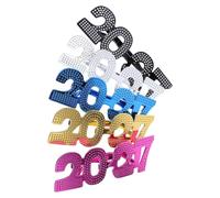 POPETPOP 5pcs Number Glasses Photo Booth Props for New Year Party | Plastic PC Build, Compact One Size Fit, Festive Unisex Eyewear for Holiday Celebrations and Shoots
