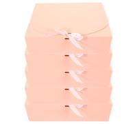 POPETPOP 5pcs Pink Kraft Paper Candy Boxes for Chocolates and Sweets, Easy to Carry and Store, Simple and Elegant Ribbon Design, for Christmas and Graduation Ceremonies Gift Packaging