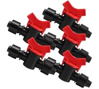 POPETPOP 5pcs Plastic Ball Valves for 16mm Pipe, 2 Ways Double-Head Design Water Shut-Off Valves with Lock to Prevent Misuse, Pressure Control for Garden and Greenhouse Irrigation
