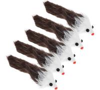 POPETPOP 5pcs Plush Catnip Mouse for Indoor Cats, Soft Brown Mice Shape Kitten for Cat Exercise and Interactive Biting