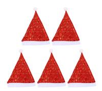 POPETPOP 5pcs Printed Christmas Hat Non-woven Fabric Xmas Holiday Festival Hat for Costume Parties and Party Use, Easy to Clean with Strong Dry Friction