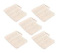 POPETPOP 5pcs Reusable Natural Ramie and Jute Soap Saver Bags with Drawstring, Soft and Comfortable Exfoliating Mesh Pouches for Cosmetic and Facial Soap Storage, for Travel and Daily Bath