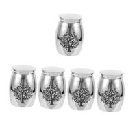 POPETPOP 5pcs Stainless Steel Pet Ashes Urn for Dogs and Cats Keepsake Memorial Container for Pet Remains Cinerary Jar Smooth for Commemorating