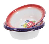 POPETPOP 5pcs Vintage Enamel Camping Bowls Set, Classic Soup and Vegetable Bowls with Sturdy Enamel Material, Easy to Store and Versatile for Picnic and Dough Making