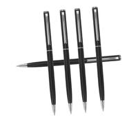 POPETPOP 5PCS Weighted Metal Ballpoint Pens with Comfort Grip No Skip Ink Flow for Office School Daily Use Matte Black Ergonomic Design Reliable Ink Refill Pens for Business and Gifts