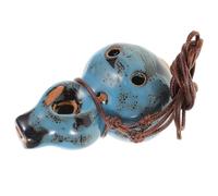 POPETPOP 6-Hole Alto C Ocarina Ceramic Wind Instrument with Stand, Blue Gourd Pendant for Relaxation, Meditation, and Outdoor Hiking Use