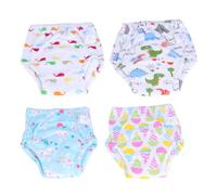 POPETPOP 6 Layers Gauze Potty Training Pants 4pcs Washable Reusable Training Underwear Cartoon Prints for (ice Cream, Rabbit, Dinosaur, Whale)