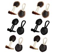 POPETPOP 6 Pairs Resin Horn Toggle Buttons for Coat, 2-Hole Vintage Style Sewing Craft Fasteners, Black, Light Brown, Dark Brown, Suitable for Woolen Jackets and Outerwear