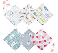 POPETPOP 6 Pcs Face Washcloths Soft Cotton Towels for Newborns and Infants, Gentle on Skin, Highly Absorbent, for Bath Time and Feeding Care Random Color