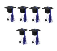 POPETPOP 6 Pcs Pet Graduation Cap Set Tassel Hat Small Animal Bachelor Cap Photo Props Comfortable Adjustable Chin Strap