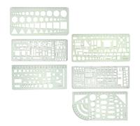 POPETPOP 6 Pieces Plastic Draft Rulers with Geometric Shapes for Art Design and Network Technique, Paint Geometric Patterns and Fractional Measurement, for People of Ages